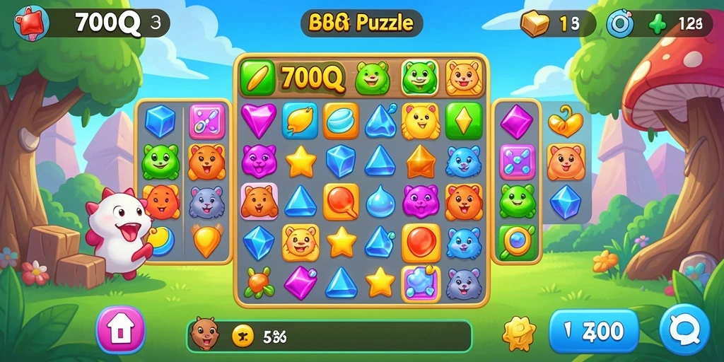 Tangkap momen seru gameplay Match-3 di 700Q.