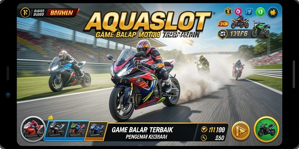 Tampilan menarik dari gameplay balap motor yang mendebarkan.