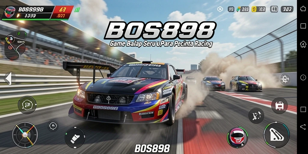 Tampilan gameplay balap seru dalam BOS898 dengan mobil kece.