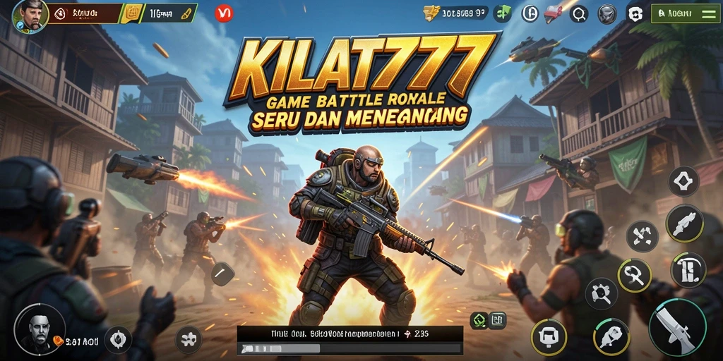 Screenshot KILAT777 menampilkan aksi pertempuran intens di arena Battle Royale.