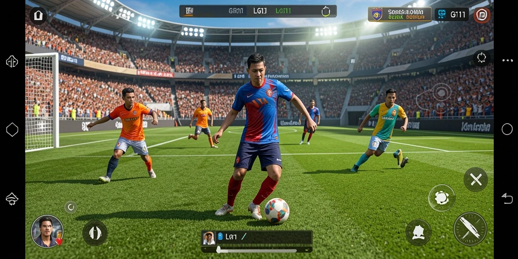 Tangkapan layar game LG111 menampilkan pertandingan sepak bola yang seru.