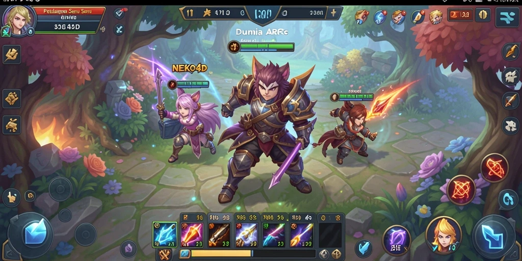 Screenshot menampilkan karakter beraksi dalam pertarungan ARPG yang seru.