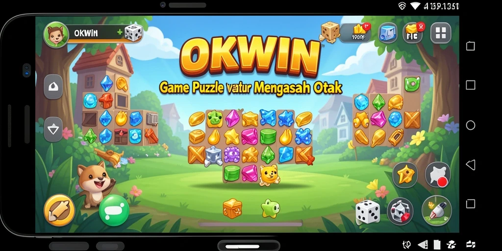 Screenshot utama OKWIN menunjukkan gameplay Puzzle yang menantang dan menarik.