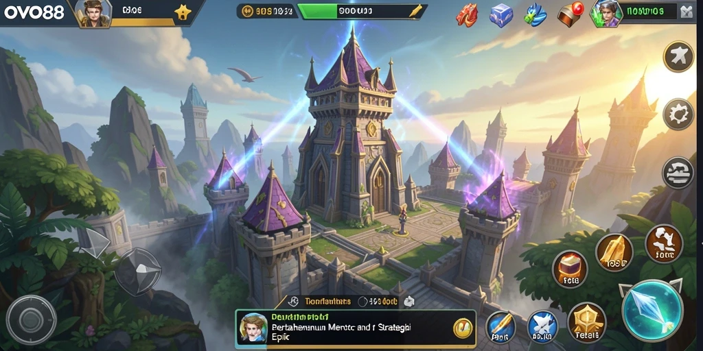 Tangkapan layar gameplay OVO88 menampilkan aksi menara yang mengesankan dan strategi bertahan.