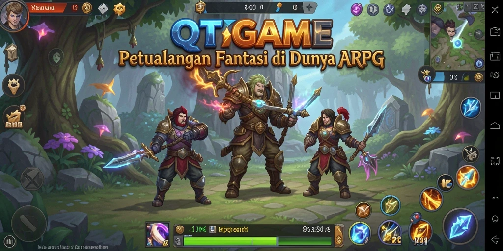 Tampilan gameplay mendebarkan dalam QTGAME dengan pertempuran ARPG.